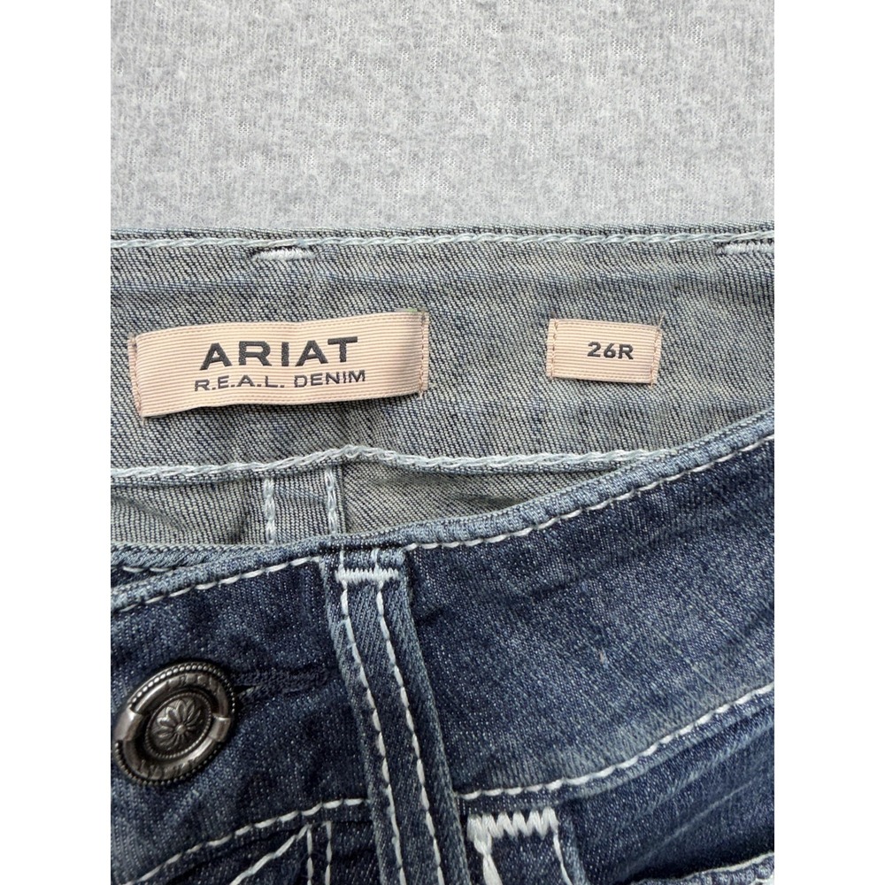 Ariat REAL Denim Jeans Womens 26R Blue Mid Rise Bootcut Stretch Embroidered - Picture 6 of 11